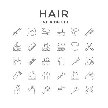 Beyaz üzerine izole edilmiş saç çizgi simgeleri