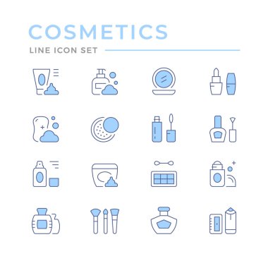 Beyaz üzerine izole edilmiş renk çizgisi simgelerini ayarla