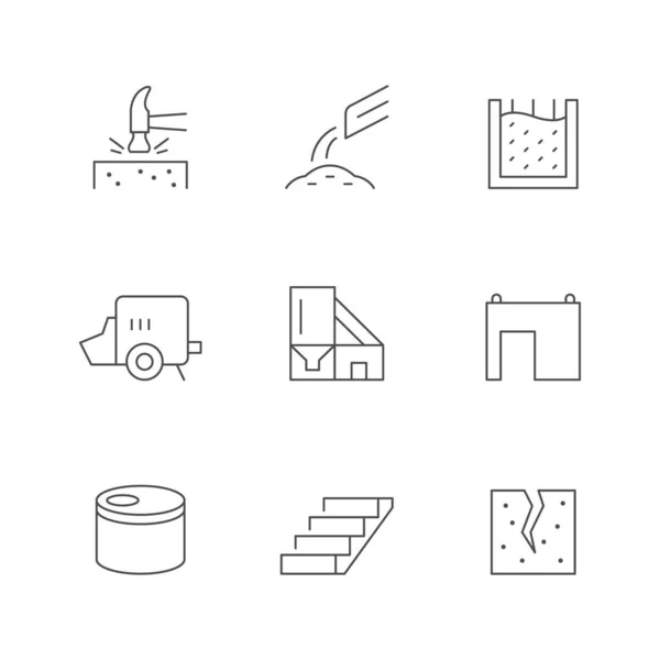 Set line iconen van beton — Stockvector