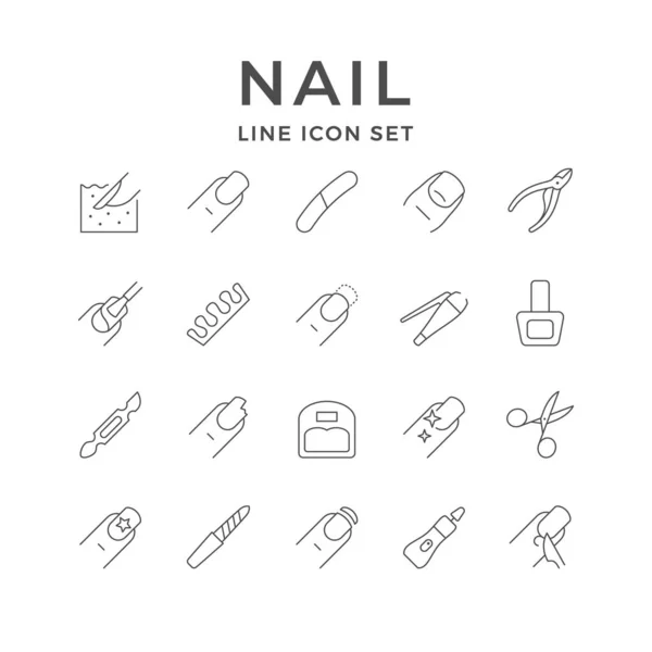 Impostare icone linea di unghie — Vettoriale Stock
