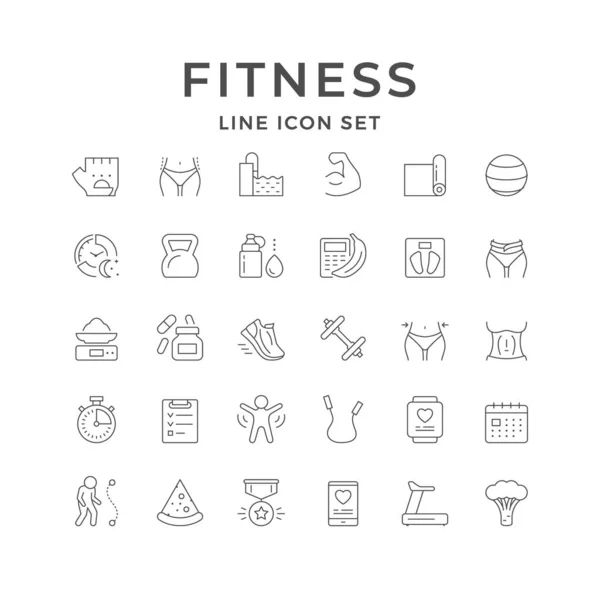 Stel lijn pictogrammen van fitness — Stockvector