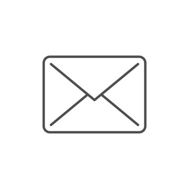 Zarf satır simgesi veya e- posta konsepti beyaza izole edildi