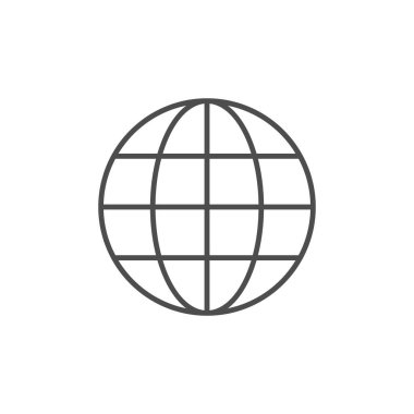 Küre çizgisi simgesi ya da dünya konsepti beyaza izole edildi