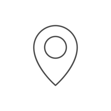 Harita işaretleyici çizgi ana hatları simgesi beyaz üzerine izole edildi