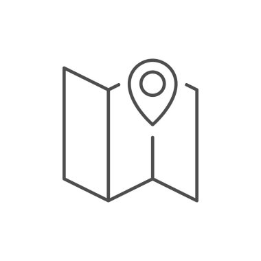 Beyaz üzerinde izole edilmiş imleç çizgisi ana simgesine sahip harita