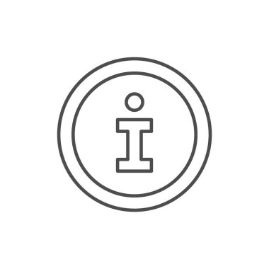 Bilgi işareti ana çizgi simgesi beyaza izole edildi