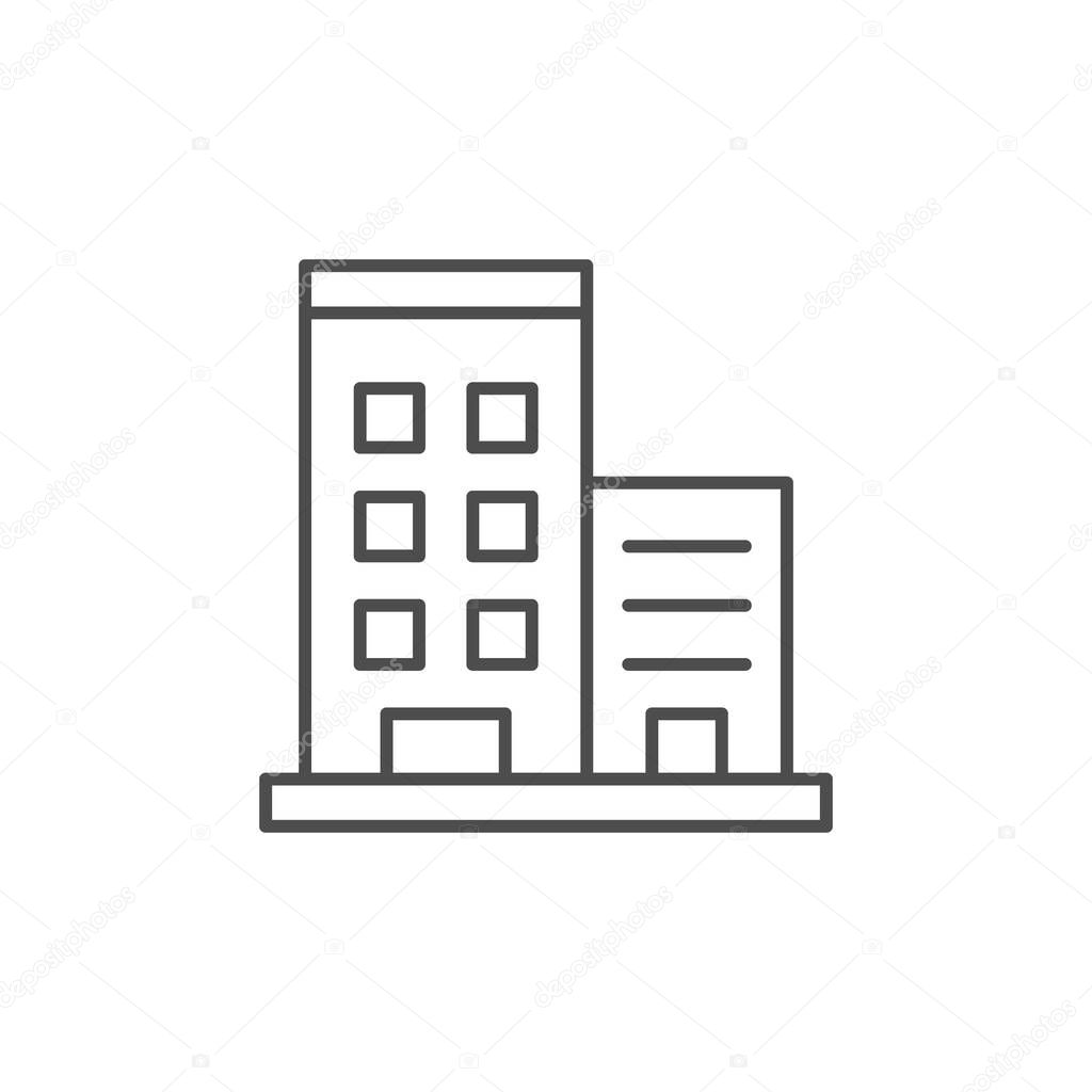 Apartment house line outline icon isolated on white