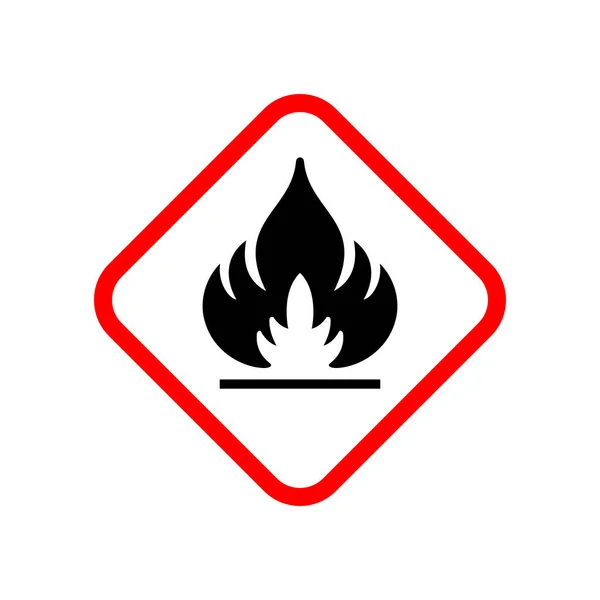 Brandfarligt material varning glyf symbol isolerad på vit — Stock vektor