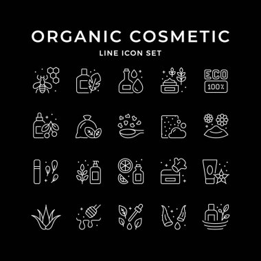 Organik kozmetiğin çizgi simgelerini ayarla