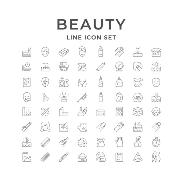 Establecer iconos de línea de belleza — Vector de stock