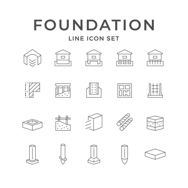 Set line icons of foundation isolated on white — 스톡 벡터