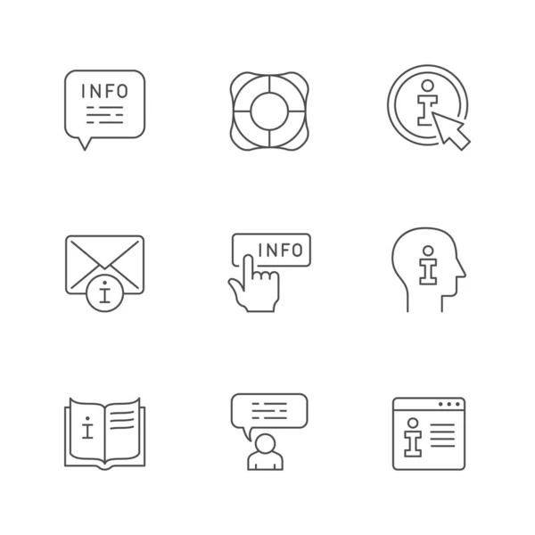 Stel lijn pictogrammen van info en help center — Stockvector