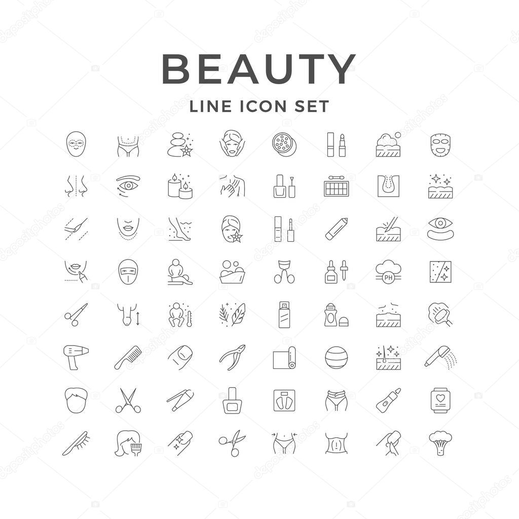 Set line icons of beauty