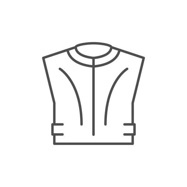 Icono de esquema de línea de chaleco de motocicleta — Vector de stock