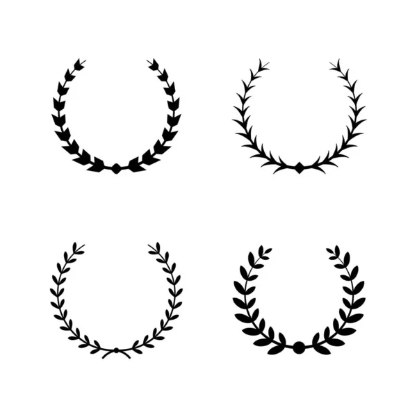 Conjunto de iconos de glifo de corona de laurel — Archivo Imágenes Vectoriales