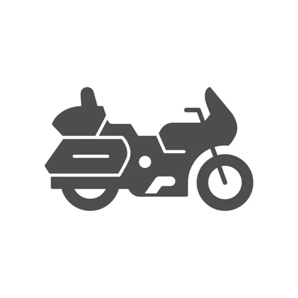 Touring motorcycle or motorbike glyph icon — Stock Vector