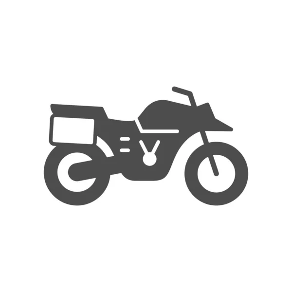 Adventure motorcycle or motorbike glyph icon — Stock Vector