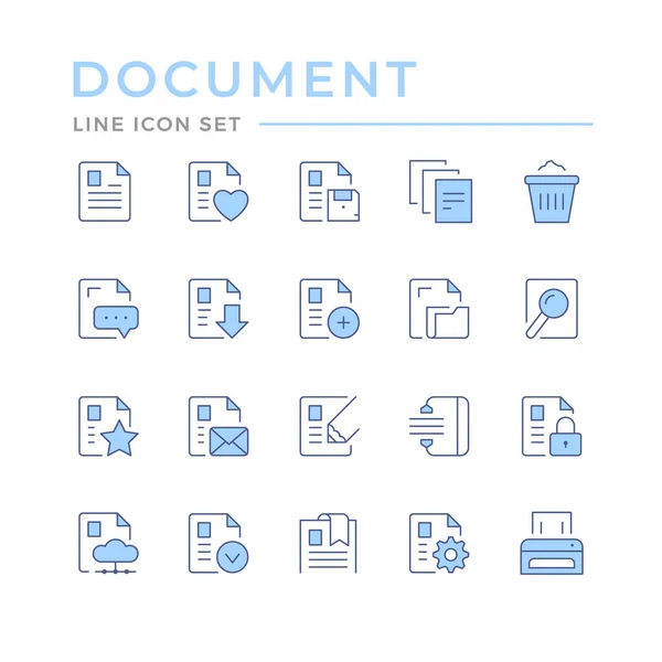 Zestaw ikon linii kolorów dokumentu izolowanych na białym. — Wektor stockowy