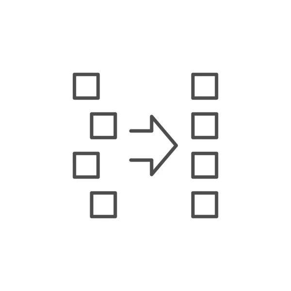 Ícone de esboço de linha de ordenação ou alinhamento — Vetor de Stock