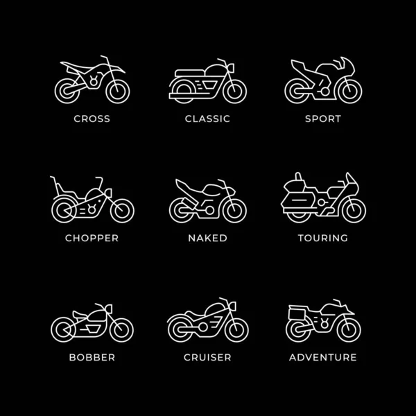 Definir ícones de linha de motocicleta —  Vetores de Stock