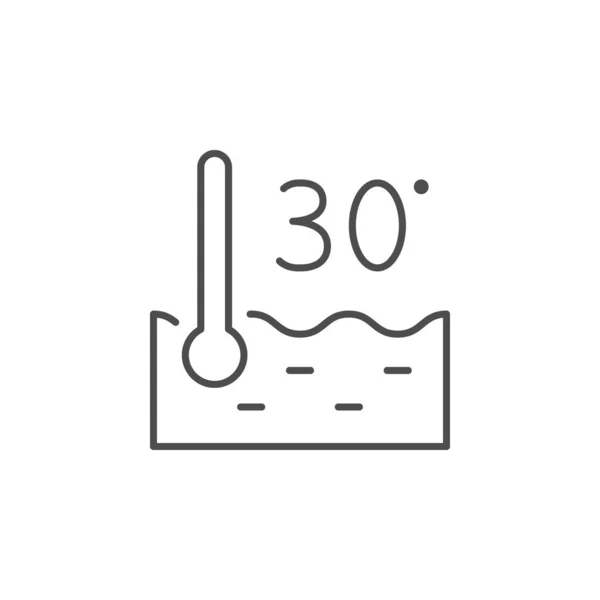 Icono de contorno de línea de temperatura de lavado — Archivo Imágenes Vectoriales