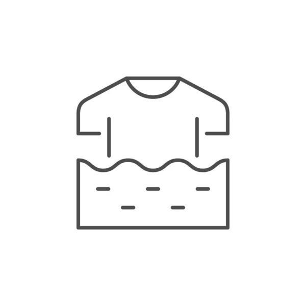 Linea di lavaggio vestiti icona contorno isolato su bianco — Vettoriale Stock