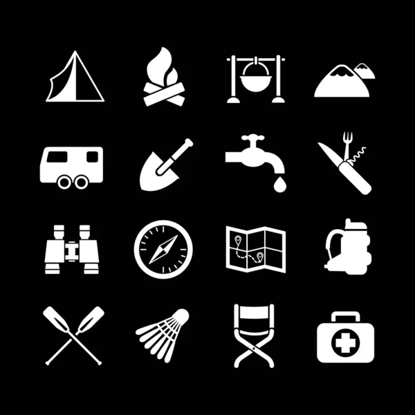 Set icons of camping — Stock Vector