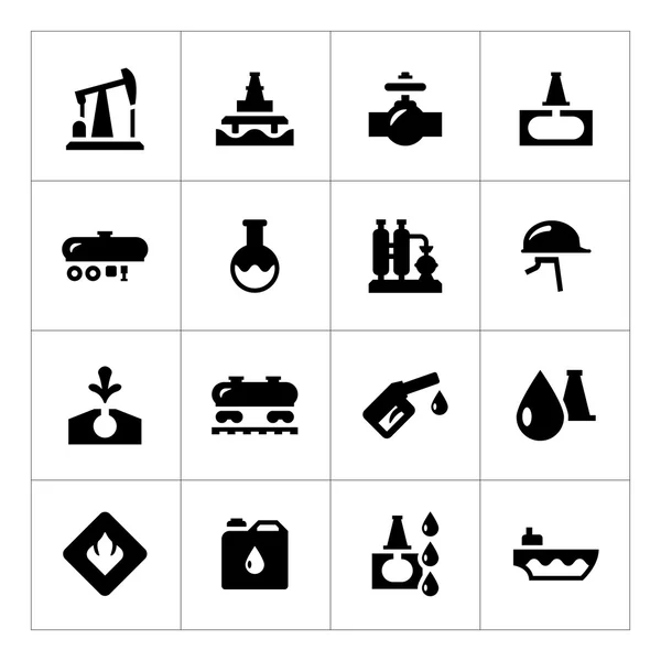 Set icons of oil industry — Stock Vector