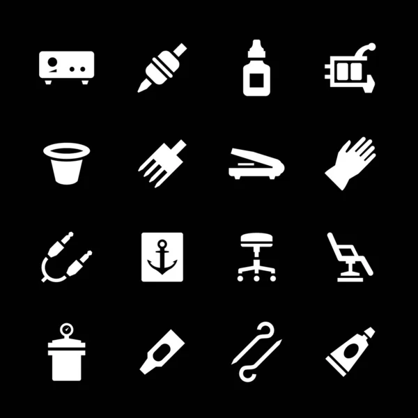 Set iconen van tatoeage apparatuur en accessoires — Stockvector