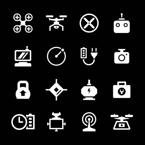 Quadrocopter, hexacopter, multicopter ve drone Icons set — Stok Vektör