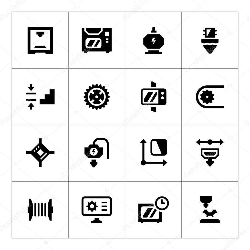 Set icons of 3D printing