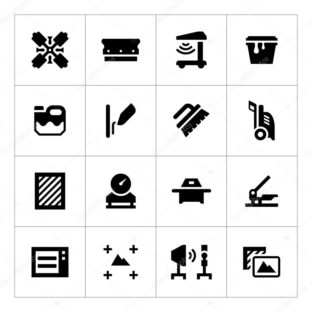 Set icons of screen printing