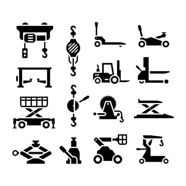 Conjunto de ícones de equipamentos de elevação — Vetor de Stock