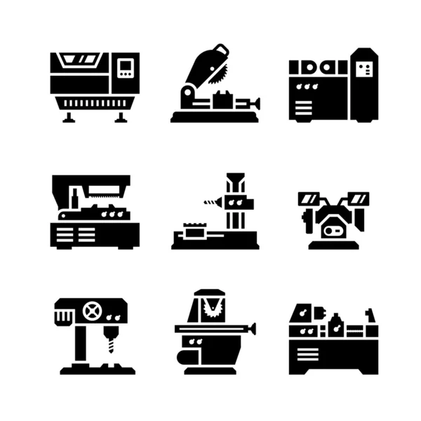 Set icone della macchina utensile — Vettoriale Stock