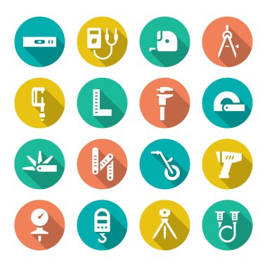 Ölçüm aletleri, düz Icons set