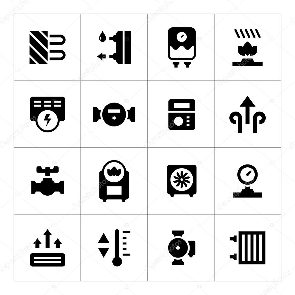 Set icons of heating