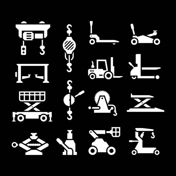 Set icons of lifting equipment — Stock Vector