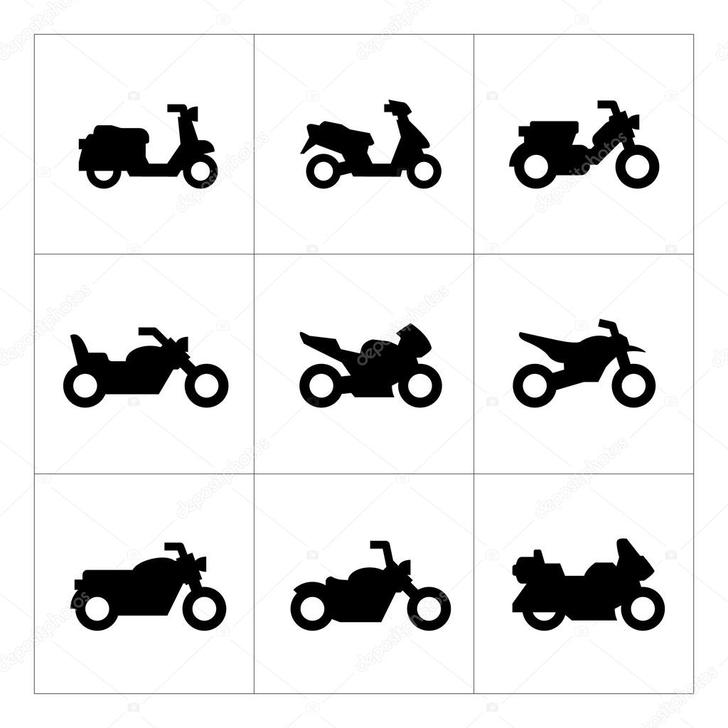 Set icons of motorcycles
