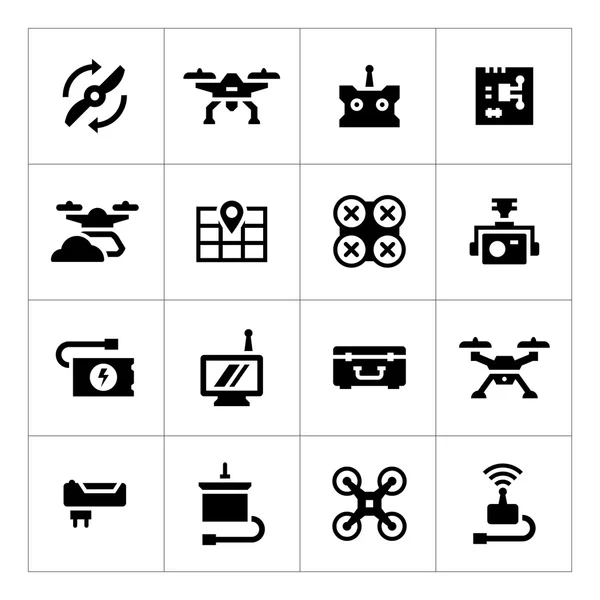 Set icons of quadrocopter, hexacopter, multicopter and drone — Stock Vector