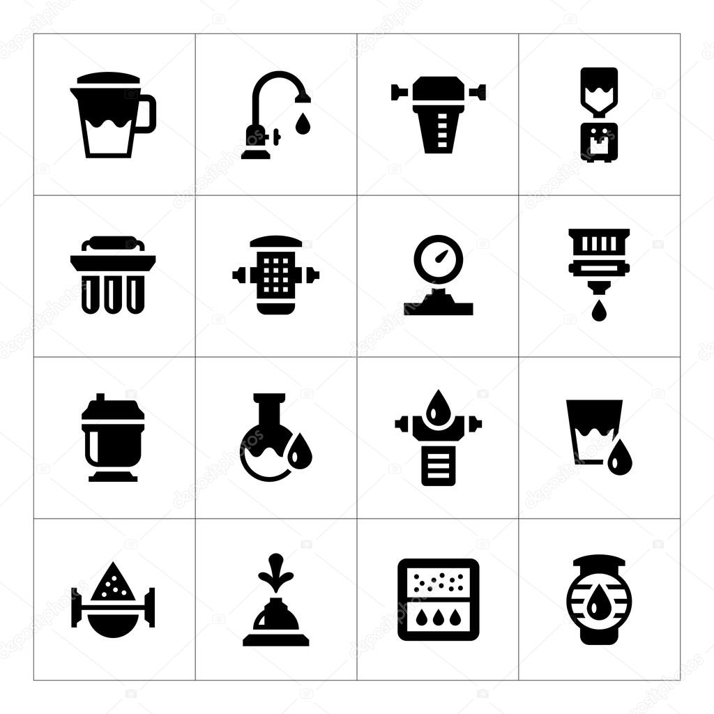 Set icons of water filters