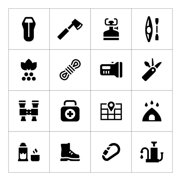 Set icons of camping — Stock Vector