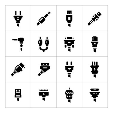 Set icons of plugs and connectors clipart