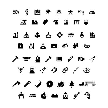 Sanayi Icons set. Metallurgiçeskiy, petrol, forge ve kereste fabrikası ICO