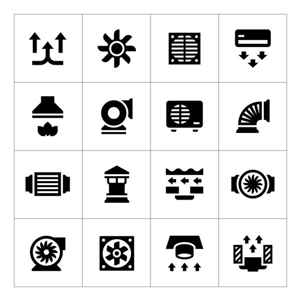 Набор иконок вентиляции и кондиционирования
