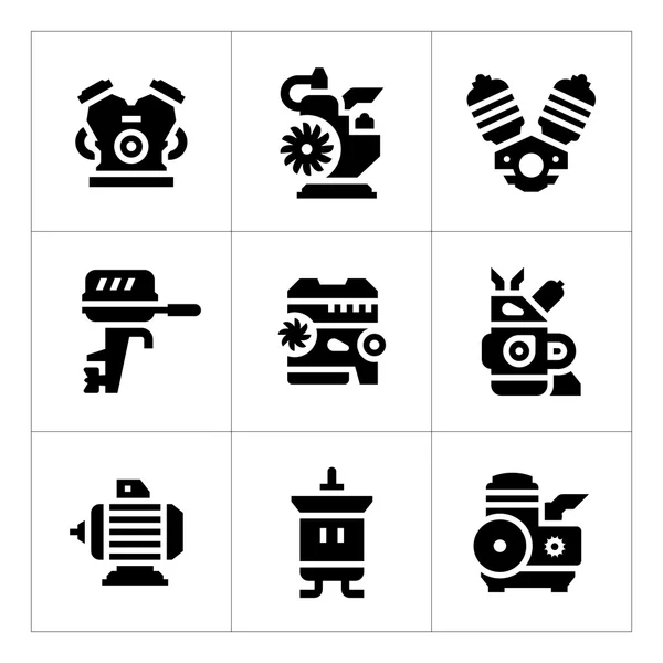 Motor ve motor Icons set — Stok Vektör