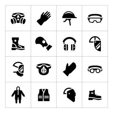 kişisel koruyucu ekipman Icons set