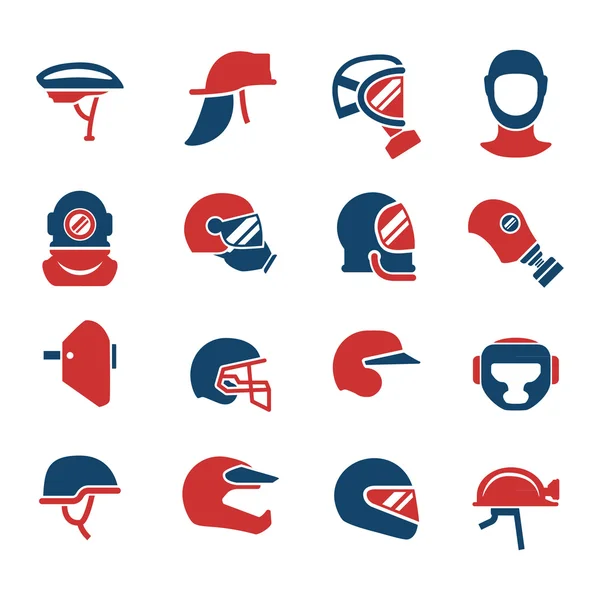 Set color icons of helmets and masks — Stockový vektor