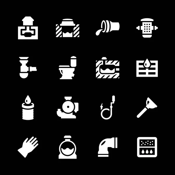 Set icons of sewerage — Stock Vector