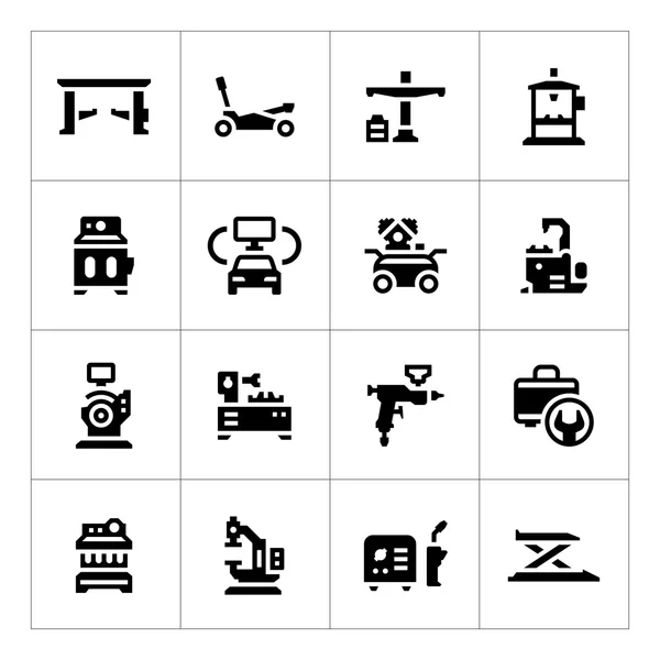 Набор иконок оборудования для обслуживания автомобилей — стоковый вектор