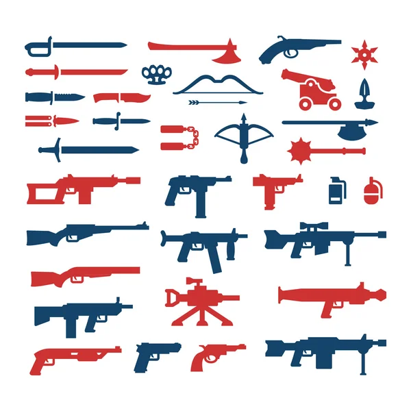 Definir ícones de cores de armas —  Vetores de Stock